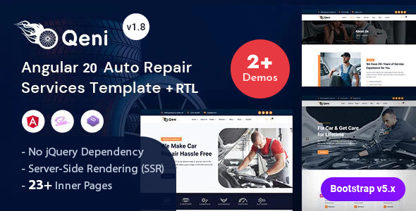 Qeni - Angular 20 Car Repairing & Inspection Services Template