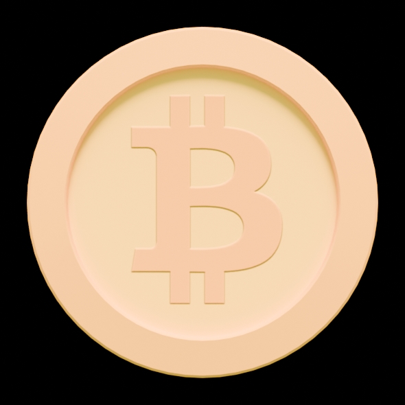 Stylized Bitcoin 3D Model Crypto Coin