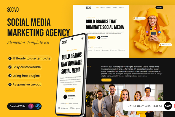 Socivo - Social Media Marketing Agency Elementor Template Kit