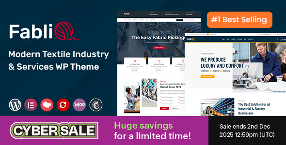 Fablio - Textile Industry WordPress Theme + RTL