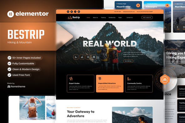 Bestrip - Hiking & Mountain Elementor Template Kit