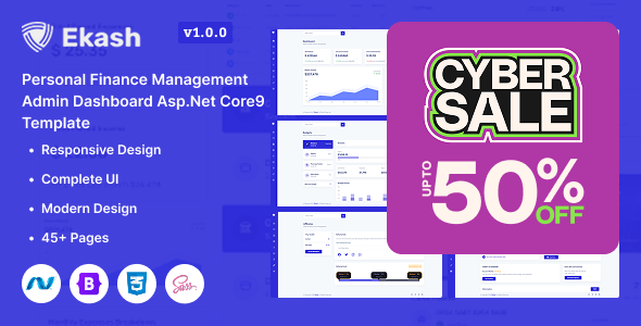 Ekash - Personal Finance Management Admin Dashboard ASP .NET Core 9 Template