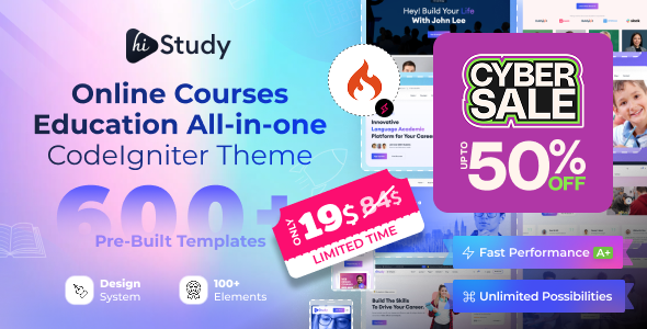 HiStudy - Online Courses & Education CodeIgniter Template