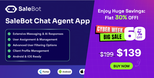 SaleBot Chat Agent - Flutter App for Android and iOS