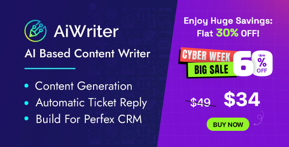 Perfex AiWriter - AI Content Generator And AI Ticket Reply Module