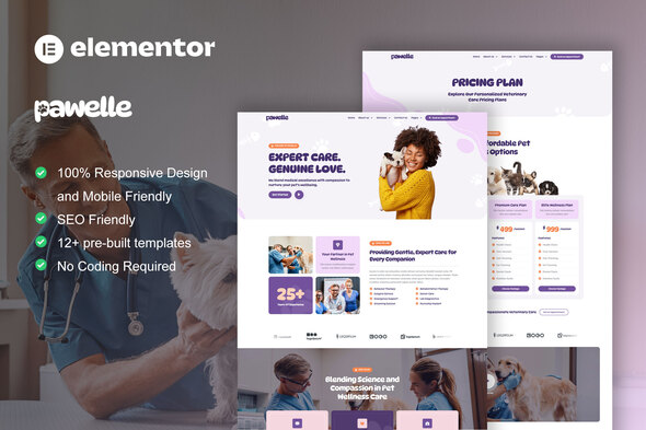 Pawelle - Veterinary & Pet Care Elementor Pro Template Kit