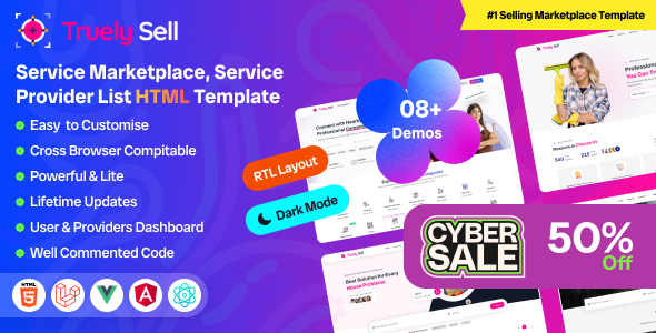 TruelySell - Handyman, Salon, Pet, Cleaning & Home Services Booking Template with Admin Dashboard