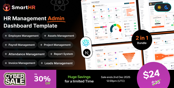 SmartHR - HRMS, Payroll & Employee Management Admin Template (React + Next.js)