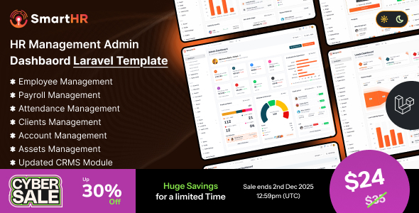 SmartHR - Laravel 12 HR, Payroll & Attendance Admin Dashboard Template (Bootstrap 5)