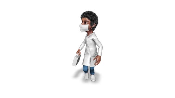 Cartoon 3D Doctor Run  3D Looped on White