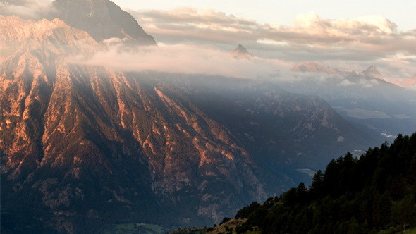 Italian Sunrise Over Cloudy Alps Time Lapse