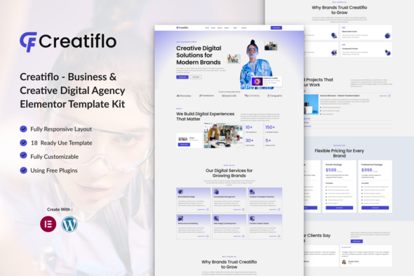 Creatiflo - Business & Creative Digital Agency Elementor Template Kit