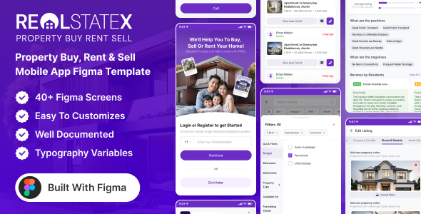 RealStateX – Property Buy, Rent & Sell App Figma Template