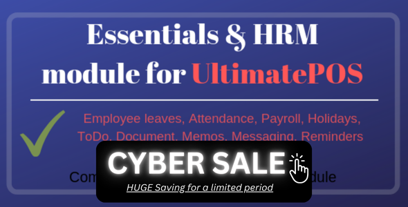Essentials & HRM (Human resource management) Module for UltimatePOS (With SaaS compatible)