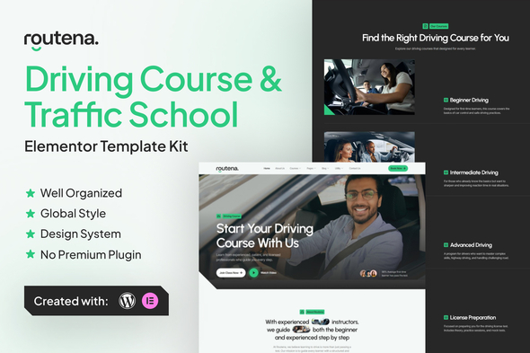 Routena - Driving Course & Traffic School Elementor Template Kit