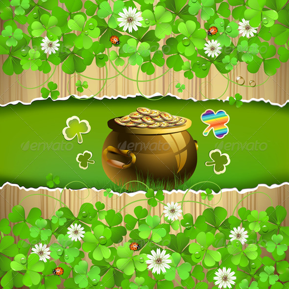 Wood Background with Clover