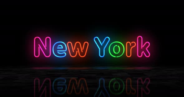 New York USA symbol glowing neon 3d lights