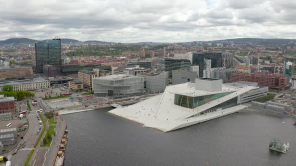 Aerial view on the National Oslo Opera House