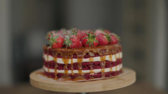 Strawberry Cake Sweet Food Rotates Home Kitchen