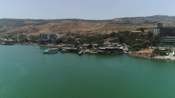 Aerial view of the Sea of Galilee and Tiberias