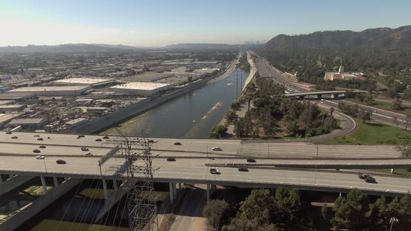 Aerial Pan Shot of Roads in Glendale California