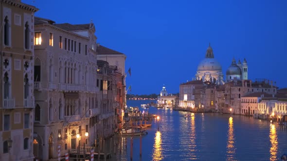 Panorama of Venice Grand Canal and Santa Maria Della Salute Church on Sunset