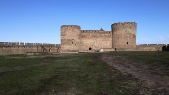 Aerial view of the Akkerman fortress in Belgorod-Dniester, Ukraine in winter