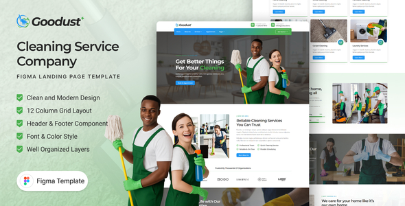 Goodust - Cleaning Service Figma Landing Page Template