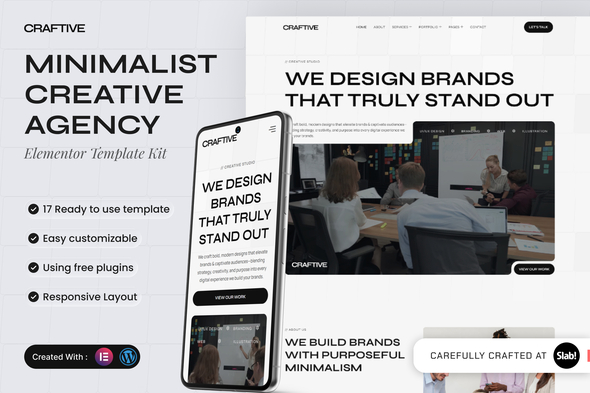 Craftive - Minimalist Creative Agency Elementor Template Kit