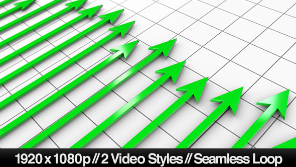 Green Profit Arrows Point Hight on 3D Graph