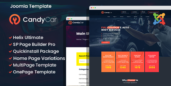 CandyCar - Car Repair & Auto Services Joomla Template | Garage