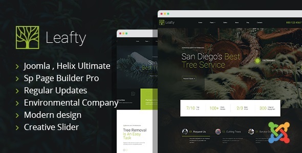 Leafty - Tree Removal and Lumberjack Company Joomla Template | Gardening