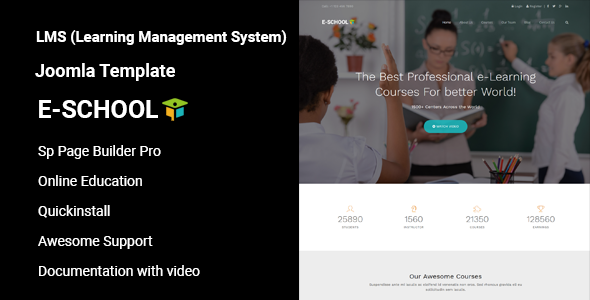 E School - Learning and Courses Joomla Template | Education