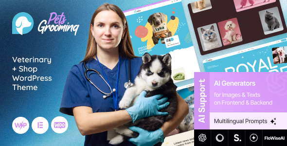 Pets Grooming - Veterinary Shop Elementor WordPress Theme