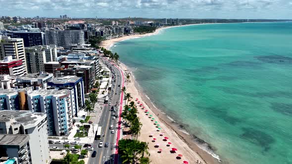 Sights tourism landmark of Alagoas Brazil. Landmark beach at Northeast Brazil. 