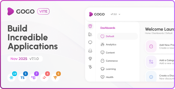 Gogo - Vite React Admin Dashboard (React 19)