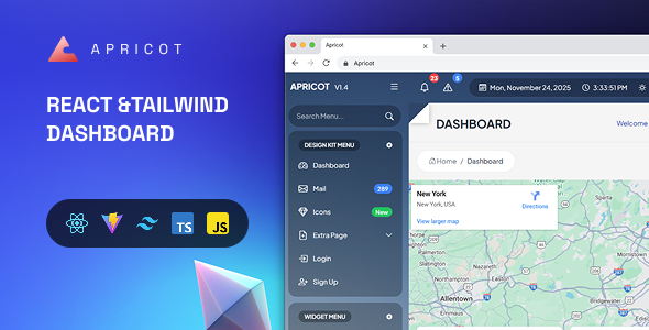 Apricot Navigation Admin Dashboard React Vite Tailwind