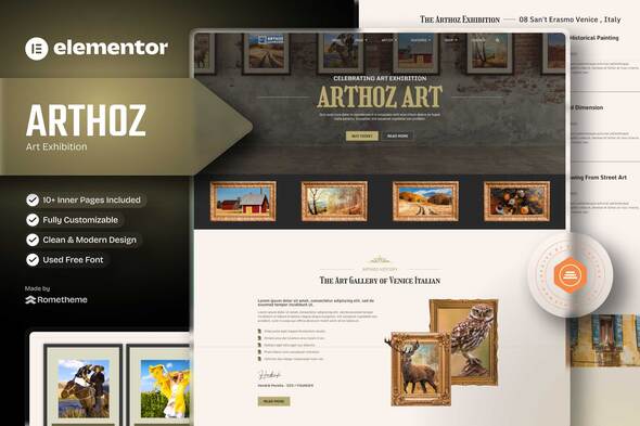 Arthoz - Art Exhibition Elementor Template kit