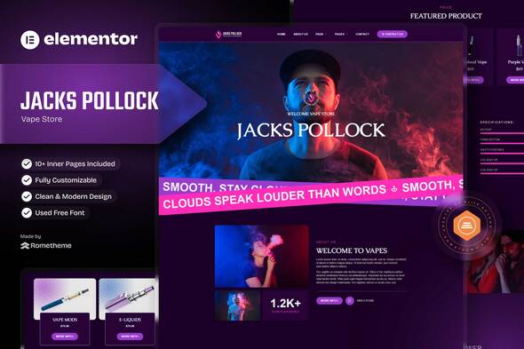 Jacks Pollock - Vape Elementor Template Kit