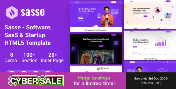 Sasse – Software, Saas & Startup HTML5 Template
