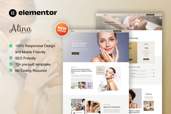 Alina - Skin Care & Dermatology Elementor Pro Template Kit