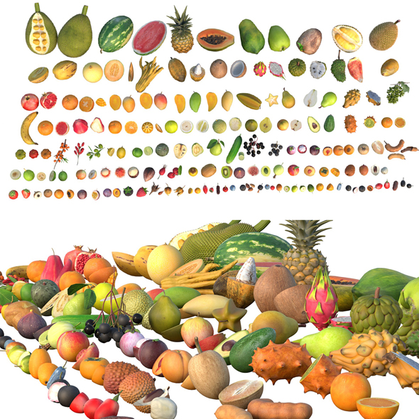 Fruits 3d Model Collection 100
