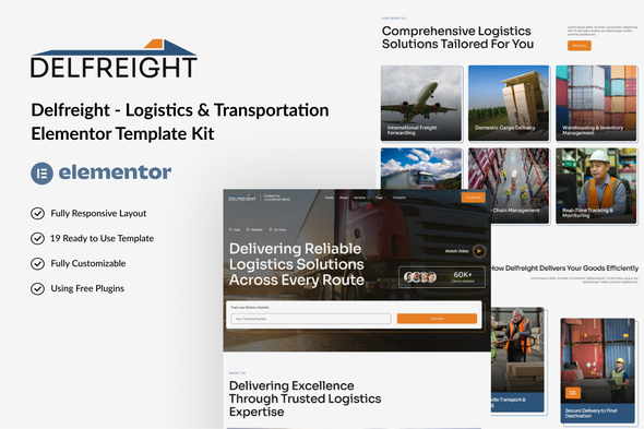 Delfreight - Logistics & Transportation Elementor Template Kits
