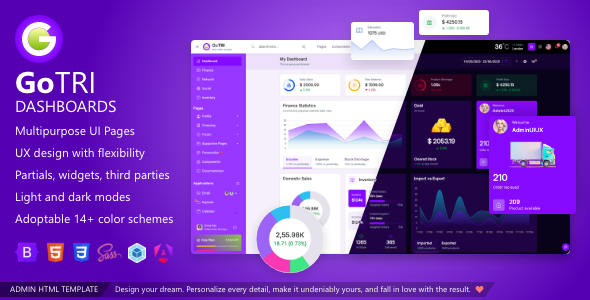 GoTRI Admin Dashboard Bootstrap HTML Template Angular 20 Starter Kit