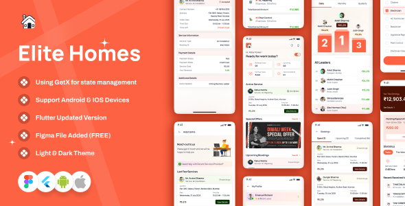EliteHome – Flutter Home Service Provider App UI Kit + GetX (On-Demand App Template)