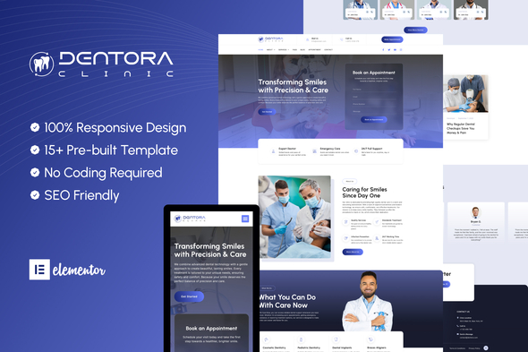 Dentora - Dentist & Dental Clinic Elementor Template Kit