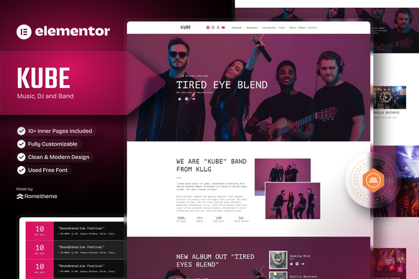Kube - Music Elementor Template Kit