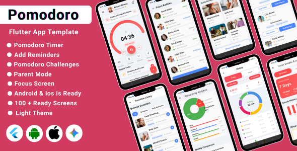 Pomodoro Timer Flutter App Template | Focus & Time Management App