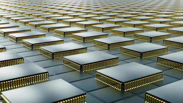 Silicon semiconductor chips for modern electronics.