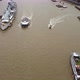 Static Drone View of Passenger Boats on the River Thames London - VideoHive Item for Sale